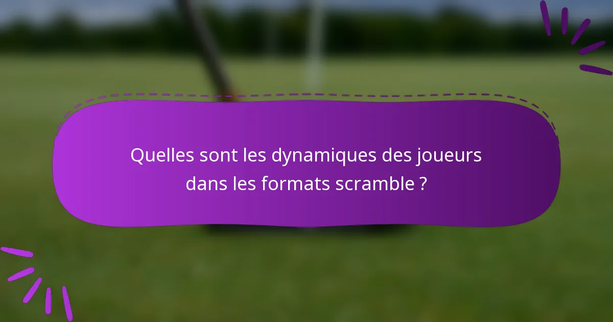 Quelles sont les dynamiques des joueurs dans les formats scramble ?